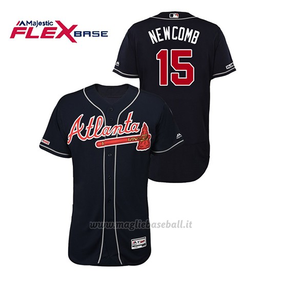 Maglia Baseball Uomo Atlanta Braves Sean Newcomb 150th Aniversario Patch Autentico Flex Base Blu